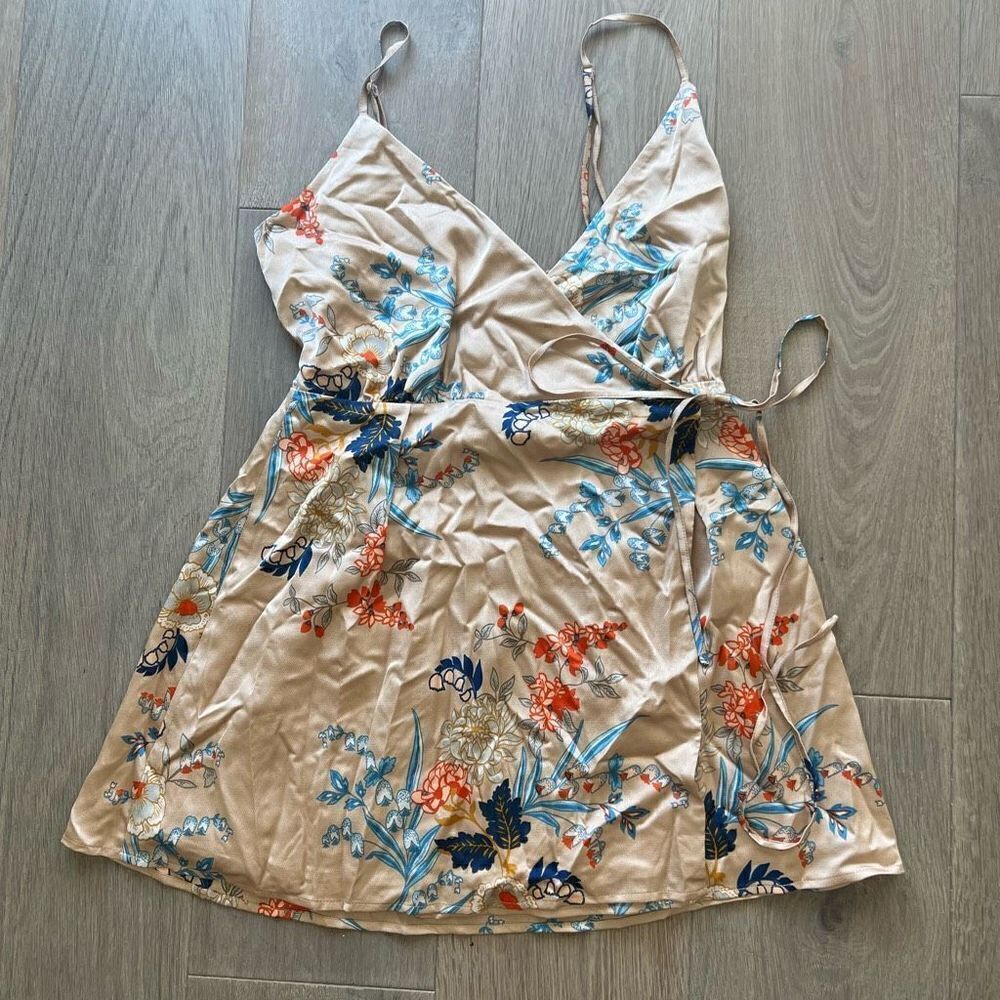 Lovers + Friends Women's Multicolor Floral Spaghetti Strap Wrap Dress Size Small